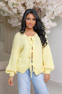 Gul båndcardigan
